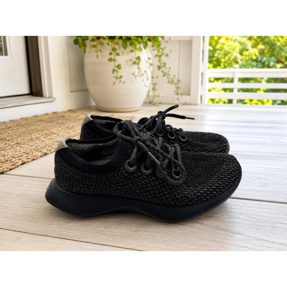 Allbirds Tree Dashers Womens 7.5 Black Grey Knit Running Shoes Walking‎ Sneakers